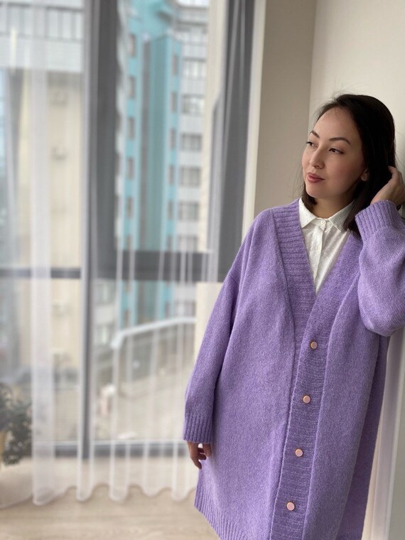 Oversized Purple Cardigan for Women 