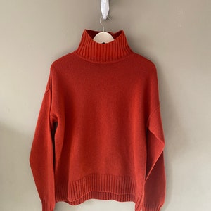 Luxurious Cashmere Sweater for Her. Beautiful Christmas Present. Loose turtle-neck sweater with assymetric hemline. Merino sweater for Women image 3