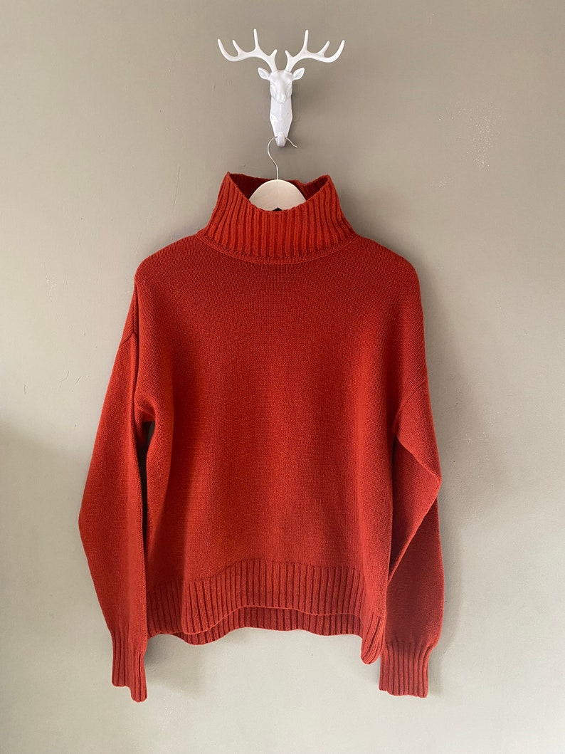 Luxurious Cashmere Sweater for Her. Beautiful Christmas Present. Loose turtle-neck sweater with assymetric hemline. Merino sweater for Women image 3