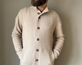 Merino Wolle Cardigan für Männer: Mit Knöpfen und Taschen