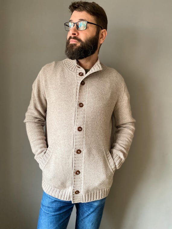 Herrenstrickjacke Strickjacke Herren Beige Herren Strickjacke