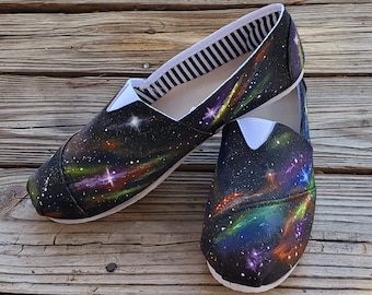 Hand-Painted Galaxy Shoes: Custom Space-Themed Toms