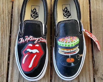 The Rolling Stones Painted Custom Shoes Vans