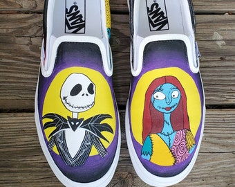 Nightmare Before Christmas Hand-Painted Shoes, Jack and Sally Vans