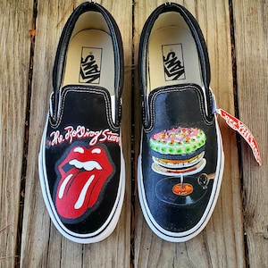 Rolling Stones Custom Hand Painted Shoes Vans Etsy