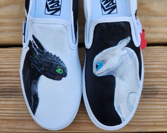 Hand Painted 'Night Fury & Light Fury' Vans Shoes