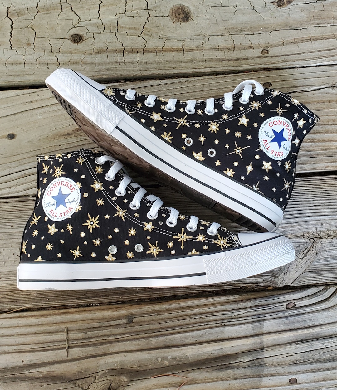 Moon and Stars Custom Painted Converse Painted Shoes Star