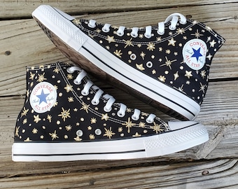 Custom Painted Moon & Stars Converse, Celestial Shoes
