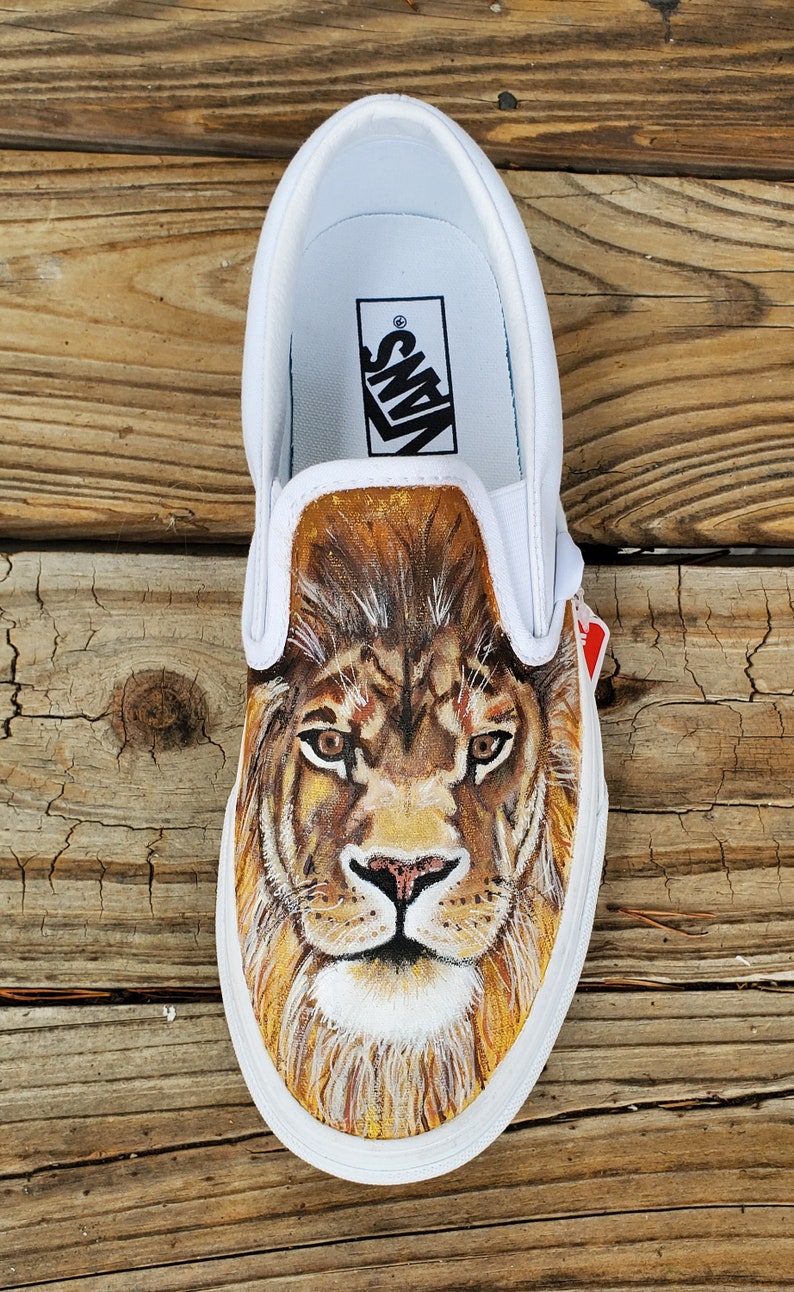 Lion Shoes Lion Gifts Painted Shoes Custom Painted Shoes | Etsy