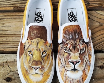 Hand Painted Lion Shoes | Custom Vans Style Sneakers