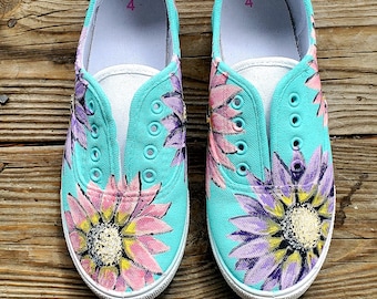 Hand Painted Daisy Shoes | Custom Floral Sneakers