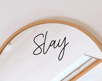 Spiegel Sticker Slay, Vinyl Sticker, Positieve Affirmatie, Motiverende Zitat, Spiegel Decor