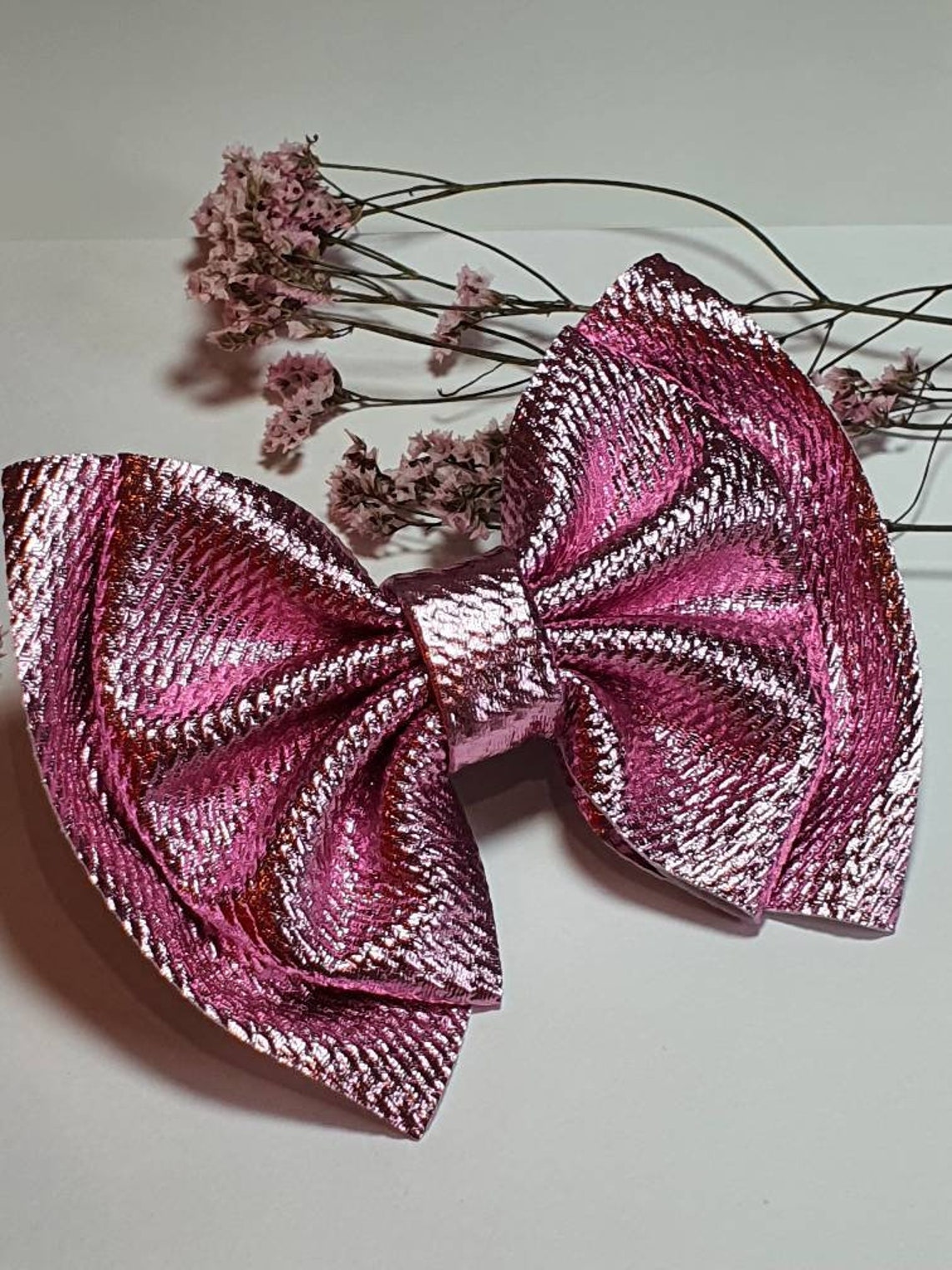Set of 2 Large 6 Metallic Bullet Fabric Hair Bows For Etsy