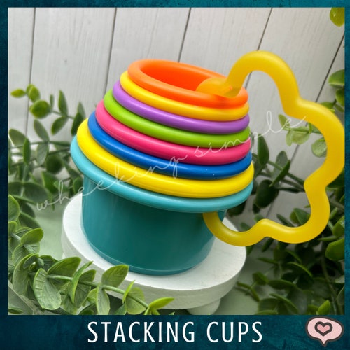 Rainbow Stacking Cups | Enrichment Toy | Rabbit, Bunny, Guinea Pig Treat Toy | Choose to Add Forage | Puzzle Toy | Comes with Storage Ring