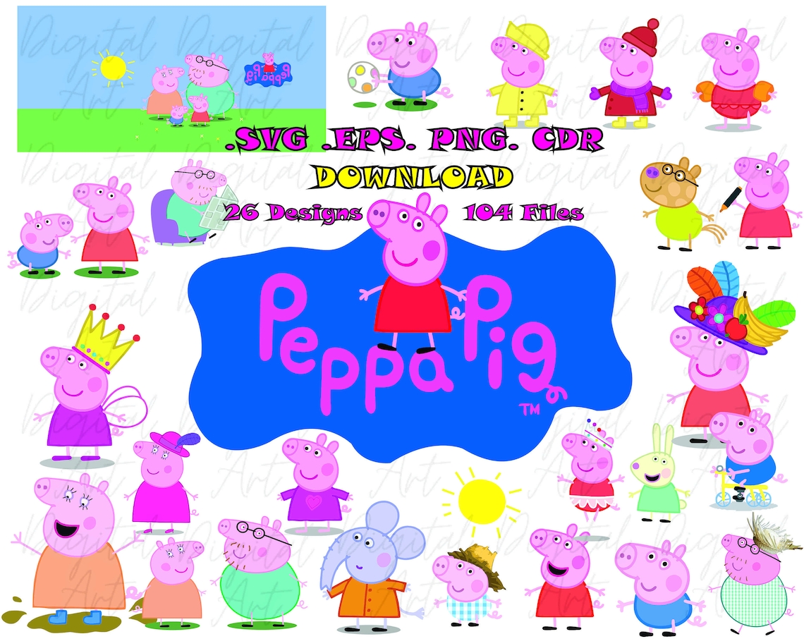 Peppa Pig Svg Files for Cricut Peppa Pig Svg Bundle Cartoon - Etsy