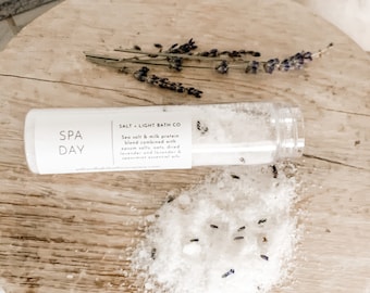 Lavender Spearmint Bath Salts, Epsom Salt Tube, Spa Gift