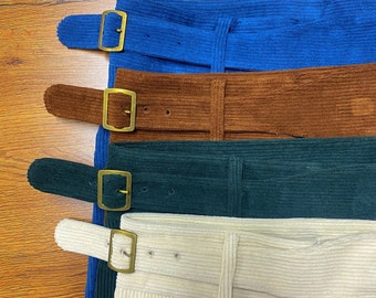 Pantalones casuales de pana para hombre, pantalones holgados de pana de algodón, pantalones de pana con pliegues para primavera y otoño, pantalones de pana Gurkha de cintura alta