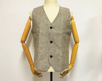 Regalo per papà, Regalo per la festa del papà, Gilet estivo in lino traspirante, Gilet in lino di cotone slim fit taglie forti, Gilet in lino semplice in 5 colori