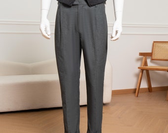 Pantalones casuales de algodón para hombre, pantalones de algodón suave para primavera y otoño, pantalones de algodón con contorno y dobladillo enrollado, pantalones de traje de negocios personalizados.