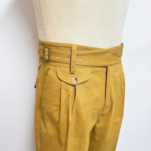 Pantalon en coton taille haute printemps, Pantalon en coton délavé pour homme, Pantalon décontracté en coton avec plis, Pantalon militaire gurkha droit roulé