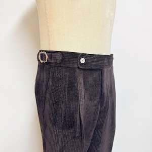 High Waist Corduroy Pants With Pleats, Autumn Winter Thickened Corduroy Pants, Men Casual Corduroy Trousers, Rolled Gurkha Corduroy Pants