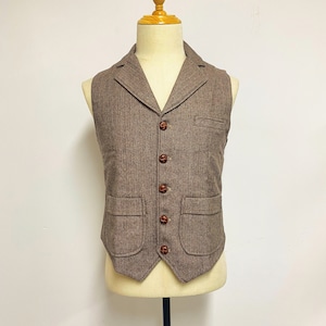 Wedding Tuxedo Customized, Groom Wool Vest, Vintage Buttoned Wool Waistcoat, Men Casual Wool Tweed Waistcoat, Gift for Husband
