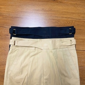 Pantalon décontracté simple en coton, Pantalon en coton délavé avec plis pour homme, Pantalon en coton respirant printemps-été, Pantalon gurkha à taille réglable