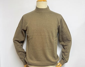 Suéter de lana acogedor para invierno, sudadera de punto de lana para hombre, jersey de lana cálido con cuello alto, jersey de lana elástica, regalo para el marido
