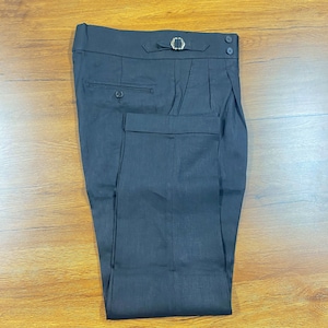 Reine Leinenhose mit Falten, sommerliche atmungsaktive Leinenhose, lässige Herren-Leinenhose mit gerolltem Saum, hoch taillierte Gurkha-Leinenhose