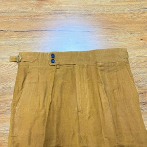 3-farbige Leinenhose mit Falten, Vintage geknöpfte Leinenhose, Herren Leinenhose, verstellbare Taille Gurkha Leinenhose
