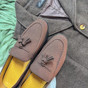 Wedding Shoes for Men, Groom Gift, Men&#39;s Dress Shoes, Wedding Party Shoes for Men, Handmade Tassel Loafers, Casual Suede Loafers
