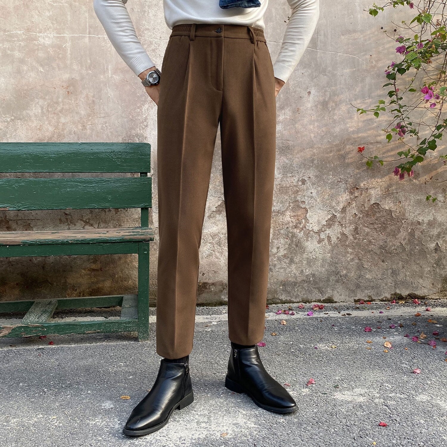 CC Tweed Pants Skirt White Cotton Polyamide 251832