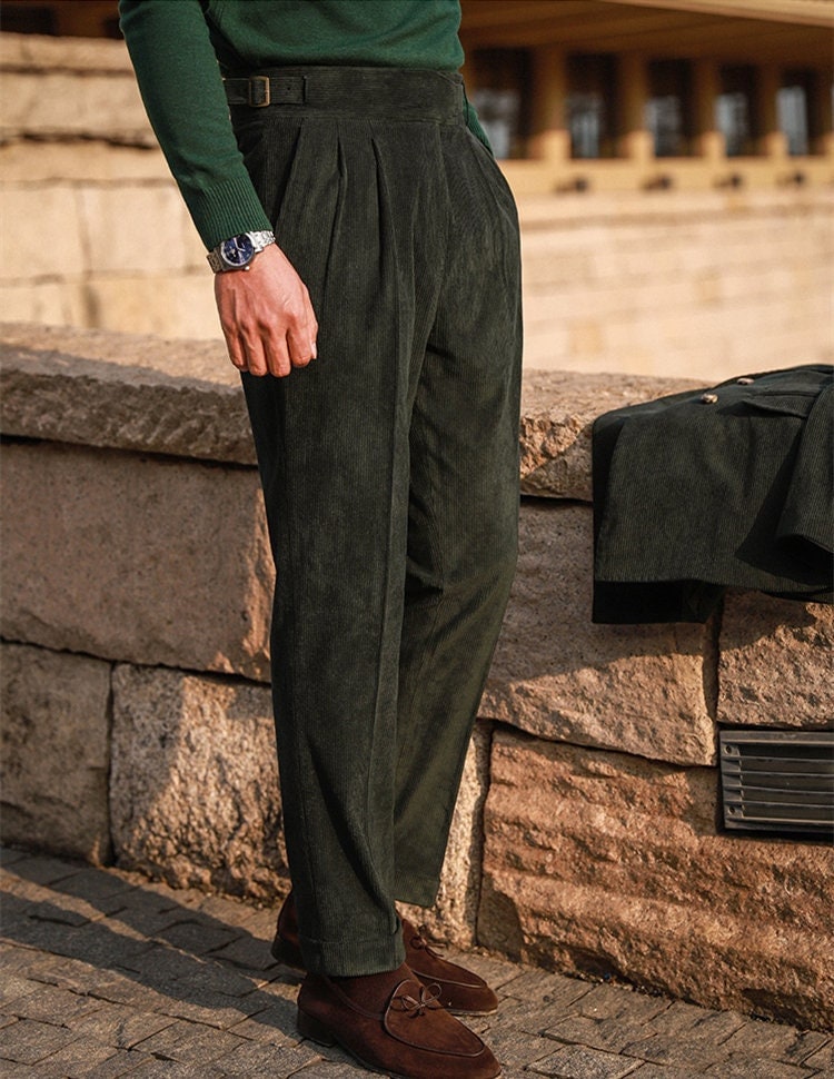 Pleated Corduroy Pants - Etsy