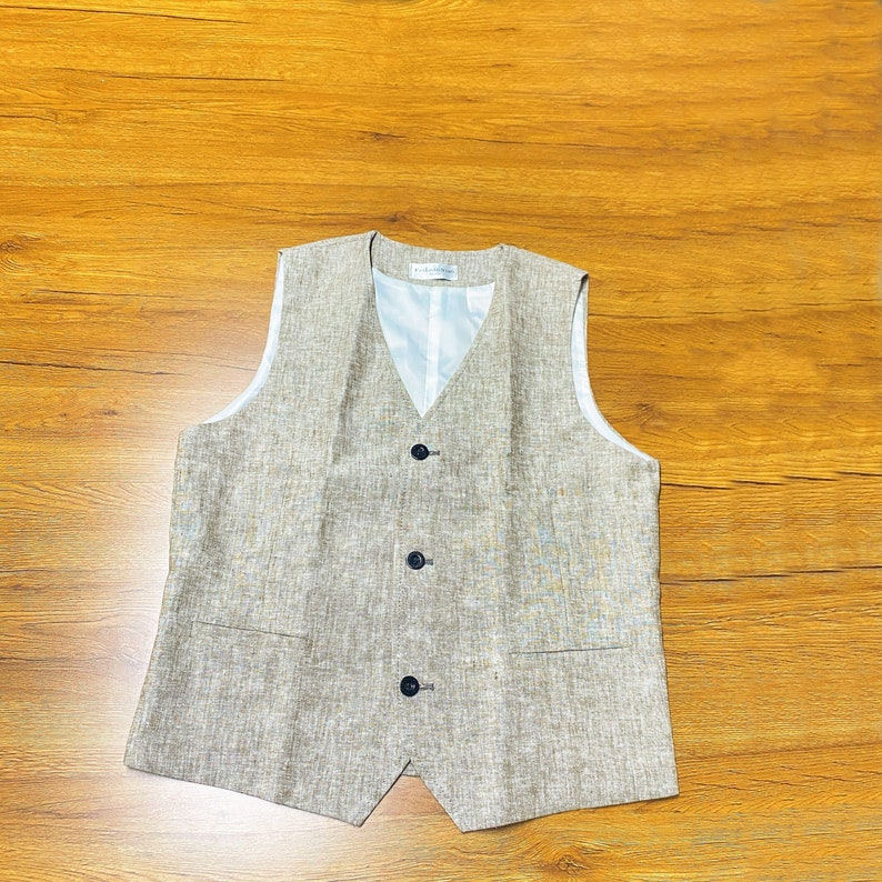 Chaleco de lino informal de verano, chaleco de lino y algodón sencillo para hombre, chaleco de lino y algodón ajustado de talla grande, chaleco de lino y algodón de 5 colores imagen 1
