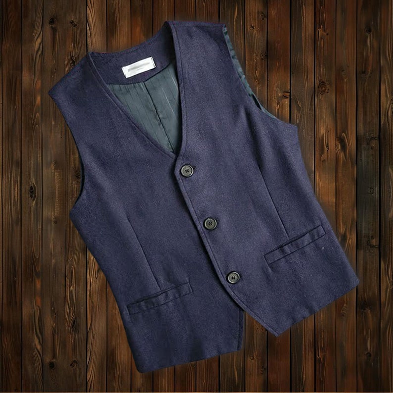 Chaleco de lino informal de verano, chaleco de lino y algodón sencillo para hombre, chaleco de lino y algodón ajustado de talla grande, chaleco de lino y algodón de 5 colores Navy Blue