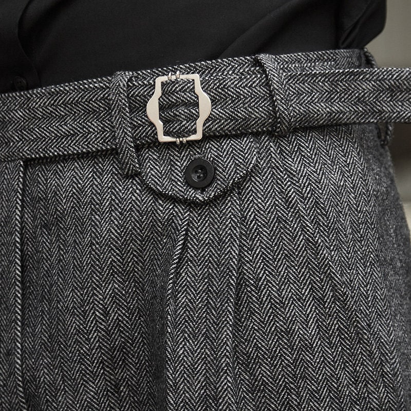 Classic Simple Wool Pants, Men Wool Pants With Pleats, Autumn Loose ...
