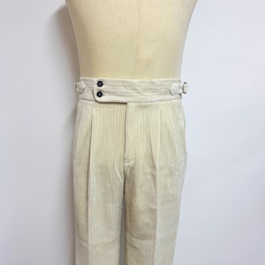 Cozy Corduroy Pants with Pleats, Fall Winter Men Warm Corduroy Pants, High Waisted Corduroy Trousers, Straight Leg Rolled Hem Gurkha Pants
