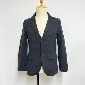 Classic Herringbone Woolen Jacket, Men Fall Wool Coat with Pockets, Casual Lapel Woolen Tweed Jacket, Slim Fit Woolen Blazer Coat