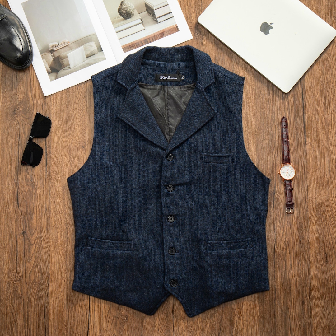 Cozy Wool Tweed Vest Spring Autumn Warm Wool Waistcoat Men Casual cozy-wool-tweed-vest-spring-autumn-warm-wool-waistcoat-men-casual