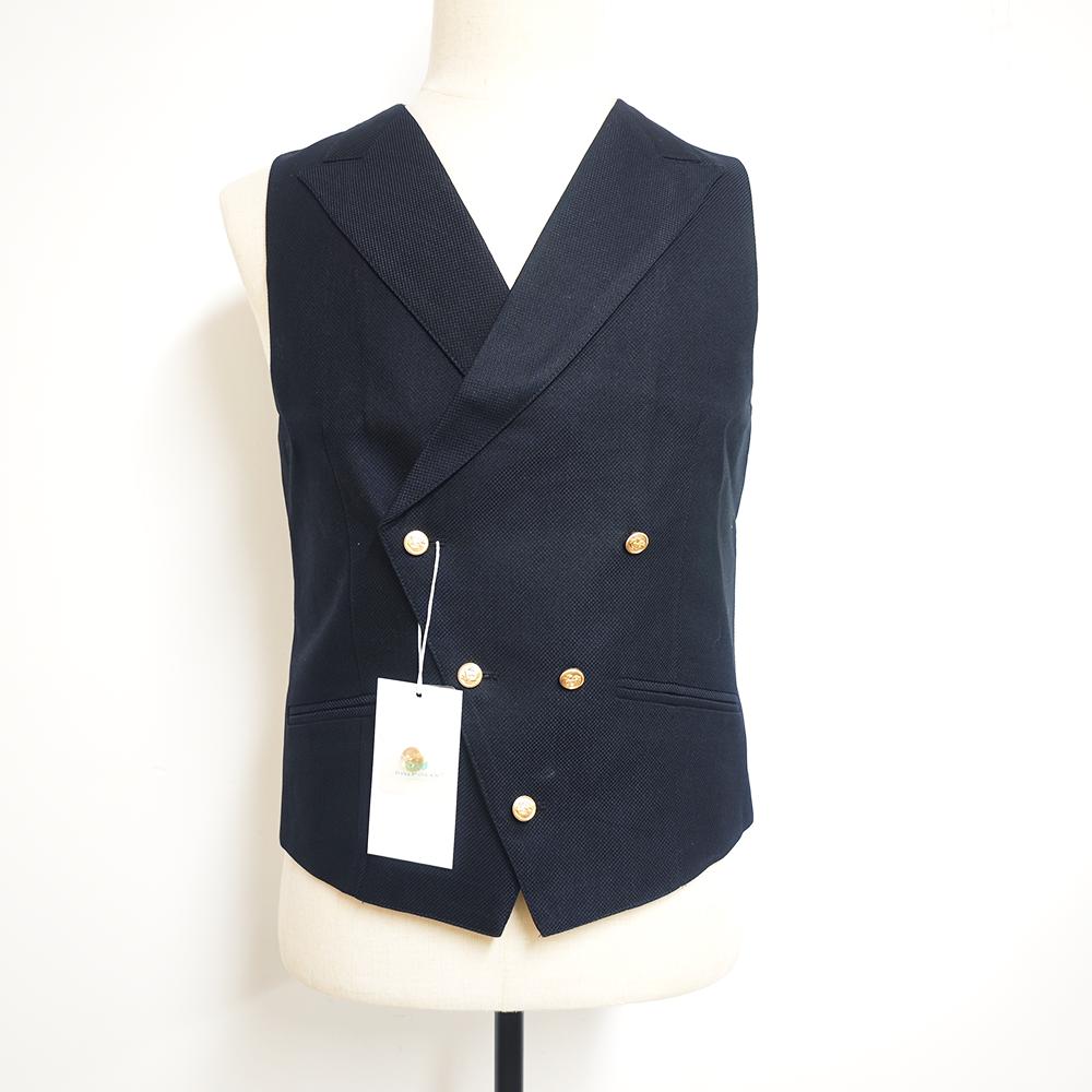 Mens Navy Blue Double Breasted Suit Vest,Gold Buttons Wedding Groom Waistcoat, Tailored Slim Fit Vest,Formal Prom Dress Clothes