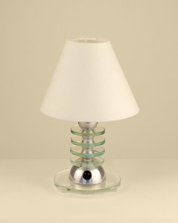 Vintage Stacked Glass Table Lamp, 1940s, Italy, C1940s