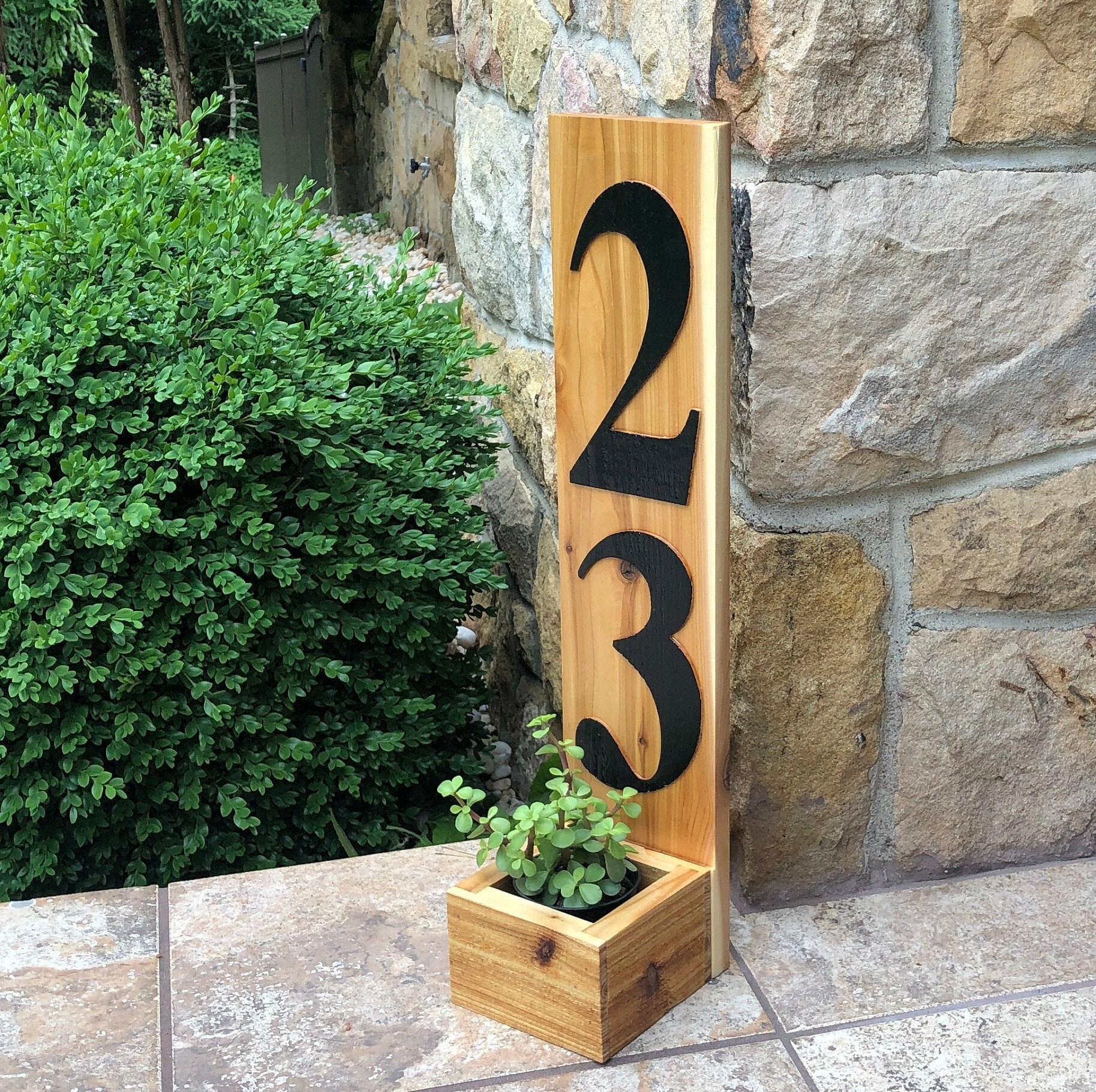 Custom house number planter free standing wall hung Etsy