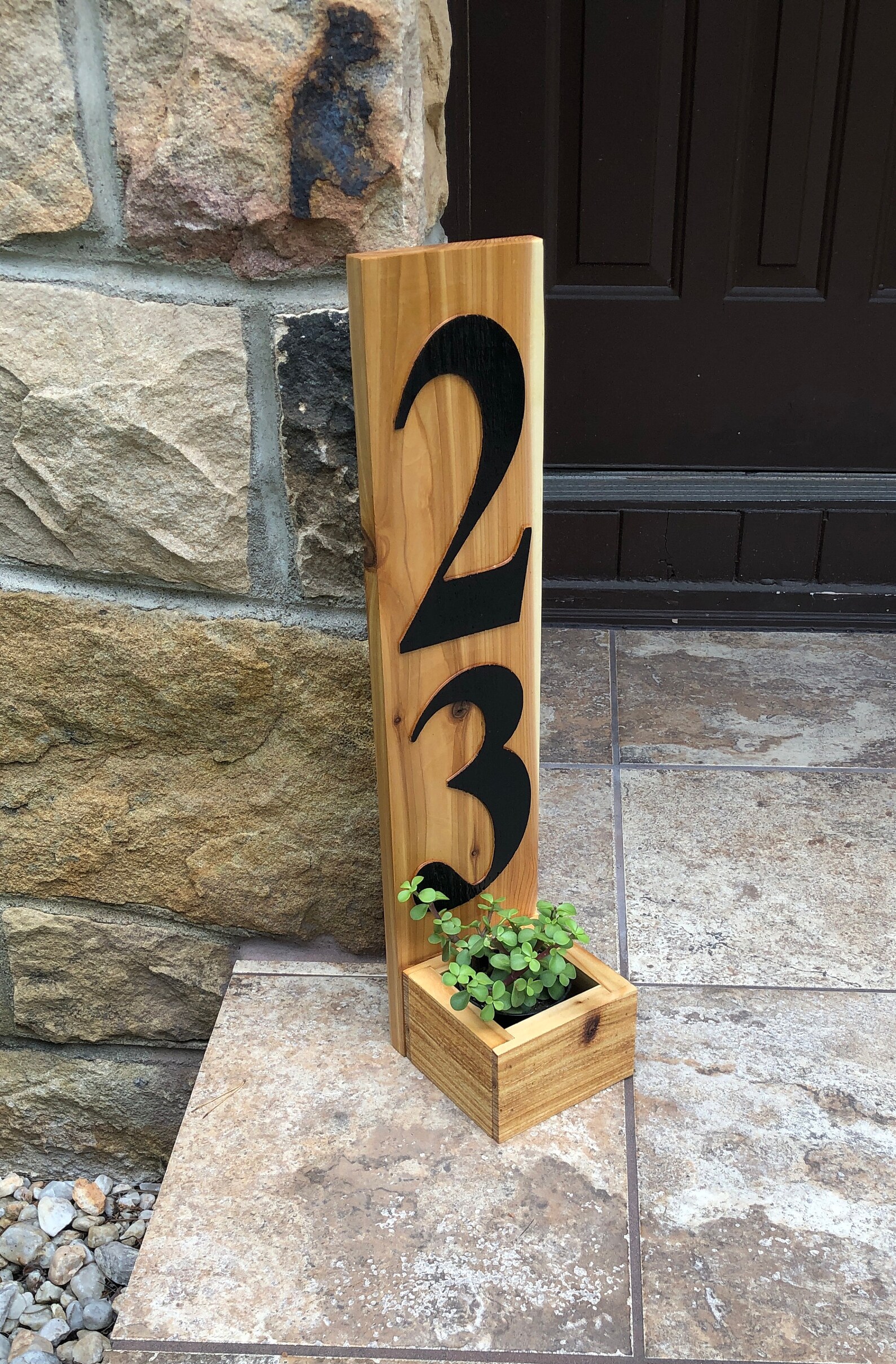 Custom house number planter free standing wall hung Etsy