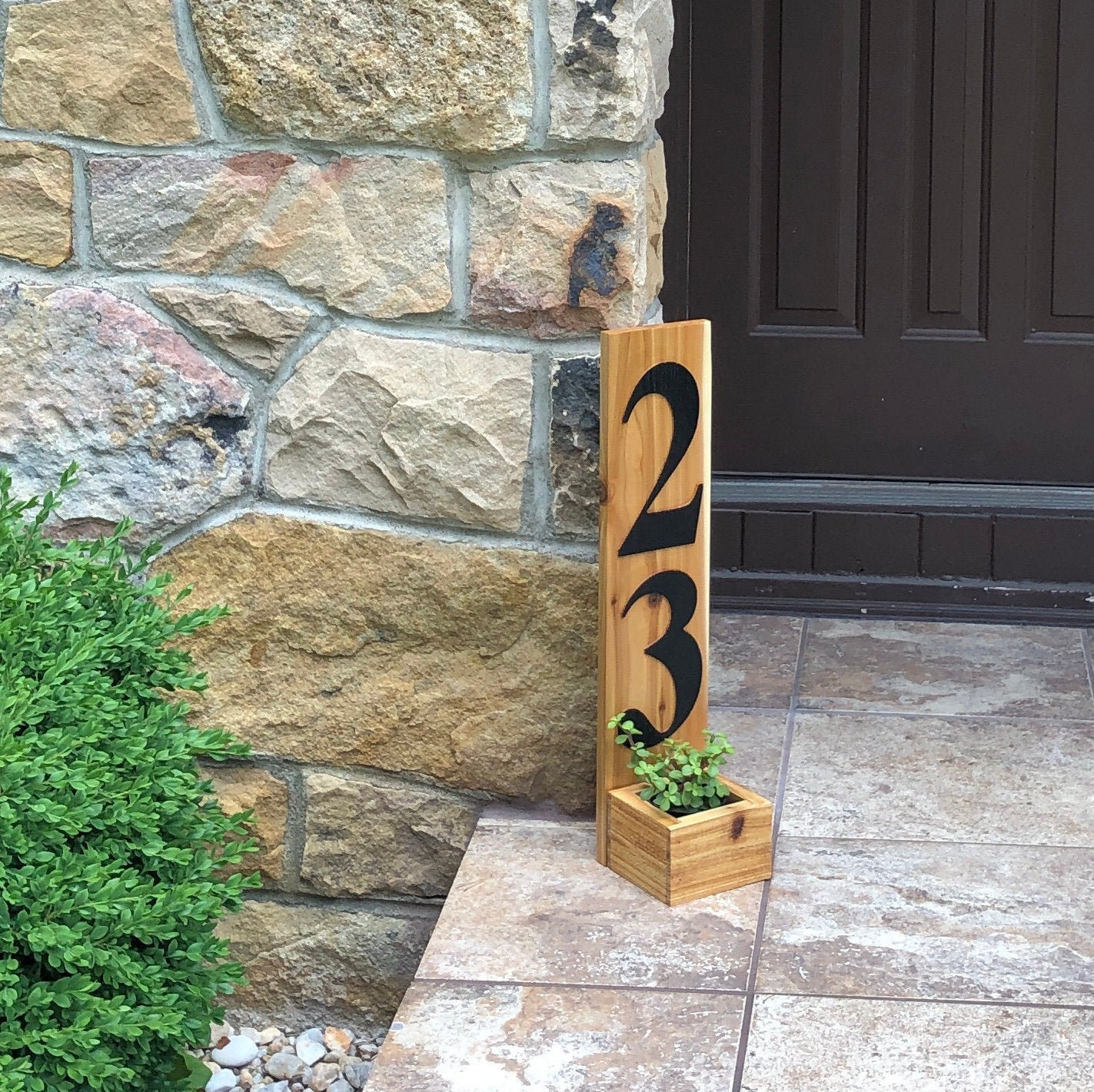 Custom house number planter free standing wall hung Etsy