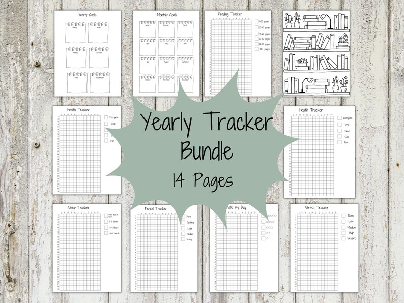 Yearly Trackers Bundle - Printable A5 Journal Pages -printable Tracker ...