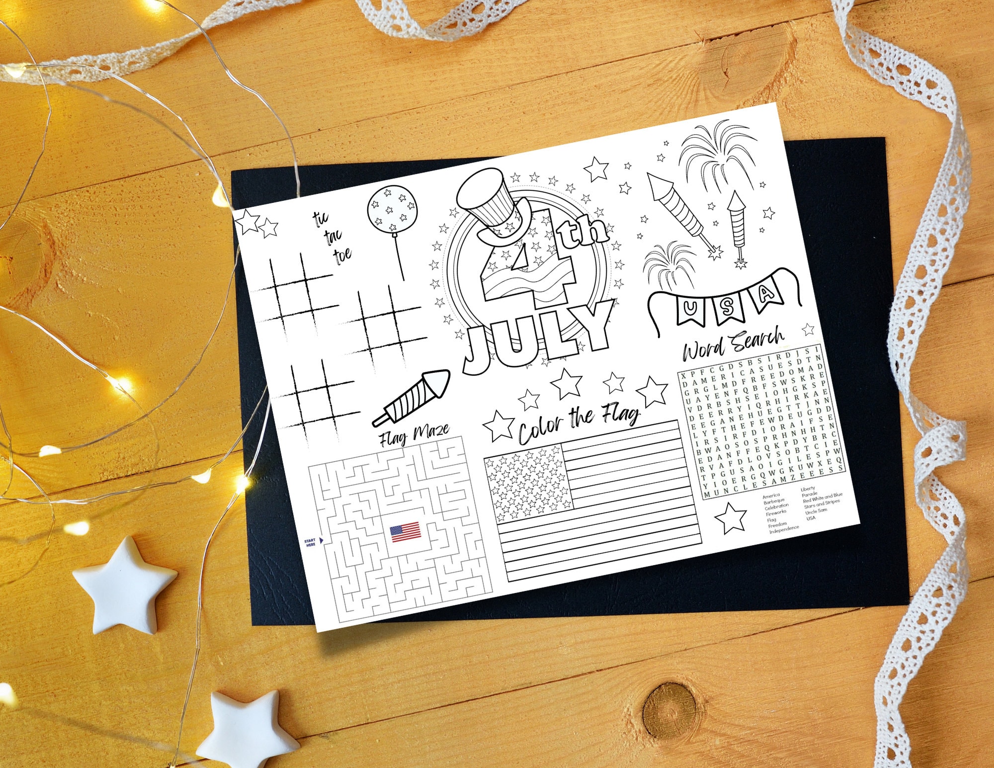 Printable 4th of July Activity Sheet / Kids Printable Activity - Etsy