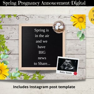 Faire-part de grossesse numérique, faire-part de grossesse de printemps, faire-part de grossesse pour les réseaux sociaux, faire-part de grossesse