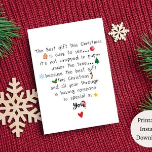 Cartão de poema de natal bonito, cartão de natal personalizado engraçado, cartão de natal do namorado, cartão de natal romântico, cartão de natal da família