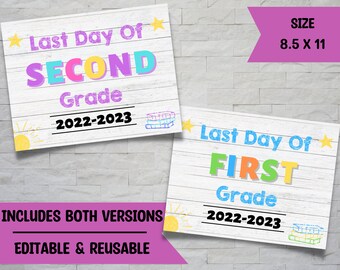 Chalkboard last day of School Sign, First Day or Last Day, Editable and Reusable, Boy or Girl,8.5x11 Printable, Instant Edit & Download