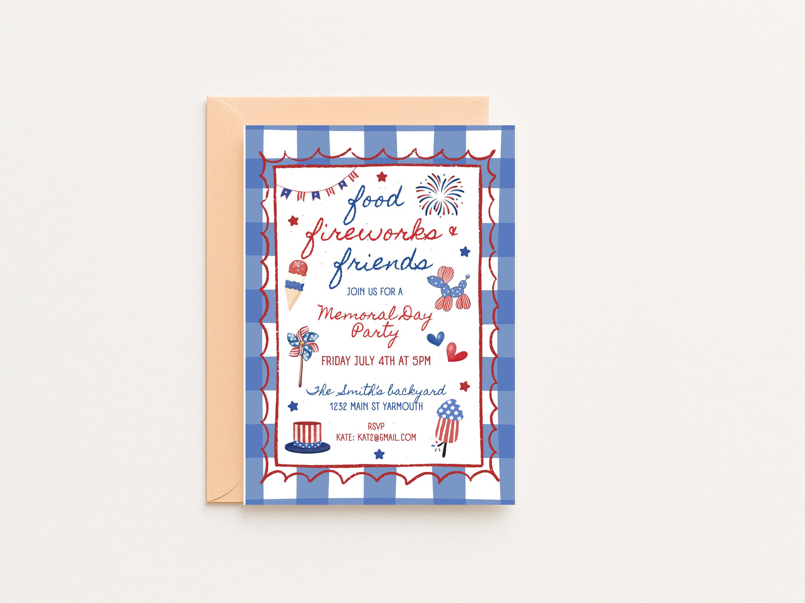 Memorial Day BBQ Party Invitation Template, Memorial Weekend Barbeque ...